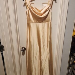 Fashion Nova Yellow Off-Shoulder Slit Gown